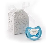 Kuxulu - Chupetes Personalizados para Bebes con Nombre - Tetina de Silicona Libre de BPA con Caja para Regalo - Tetina 6/36 Meses Color Celeste