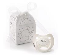 Kuxulu - Chupetes Personalizados para Bebes con Nombre - Tetina de Silicona Libre de BPA con Caja para Regalo - Tetina 6/36 Meses Color Blanco