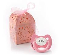 Kuxulu - Chupetes Personalizados para Bebes con Nombre - Tetina de Silicona Libre de BPA con Caja para Regalo - Tetina 6/36 Meses Color Rosa