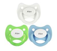 Kuxulu - Pack Chupetes Personalizados con Nombre para Bebes - Tetinas de Silicona para bebes - Tetina 0/6 Meses Modelo Oliva