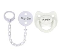 Kuxulu - Pack Chupetes Personalizados con Nombre para Bebes - Tetinas de Silicona para bebes - Tetina 6/36 Meses Pack SujetaPack Chupetes Unisex
