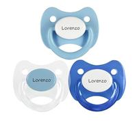 Kuxulu - Pack Chupetes Personalizados con Nombre para Bebes - Tetinas de Silicona para bebes - Tetina 6/36 Meses Modelo Azules
