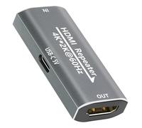 KUYIA Amplificador de señal HDMI - 4K @ 60 Hz 80FT / 1080P 145FT Extender HDMI hembra a hembra Plug & Play, para juegos, VR/Home Theater con conector de alimentación USB-C
