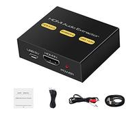 KUYIA Extractor de audio HDMI - Convertidor divisor de audio y video HDMI con adaptador de salida de audio estéreo de 3.5 mm para HDTV, PS4 Slim, Xbox, Chromecast (negro)