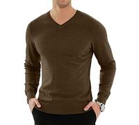 KUYIGO Hombres Liso V-Cuello Jumper Slim Fit de Punto Casual de Manga Larga suéter Jersey de Trabajo Suave Caliente Superior de la Oficina Inteligente S-XXL