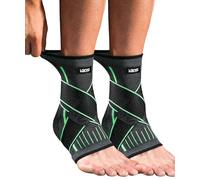 Kuzimua 2 tobilleras ajustables y tobilleras, vendaje de tobillo y tobillera para fascitis plantar, tendón de Aquiles, deporte, ortopédico, universal izquierda/derecha (2 verdes, M)