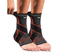 Kuzimua 2 tobilleras ajustables y tobilleras, vendaje de tobillo y tobillera para fascitis plantar, tendón de Aquiles, deporte, ortopédico, universal izquierda/derecha (2 naranjas, XL)