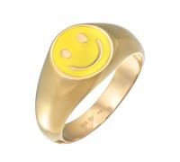 Kuzzoi 0611662423 - Anillo para hombre de plata de ley 925 chapado en oro, diseño de emoji con cara sonriente, ancho de 11 mm, Esmalte
