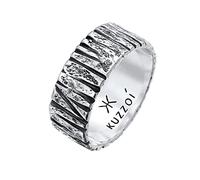 Kuzzoi Anillo de hombre con diseño de textura artística, anillo de banda maciza (9 mm) de ancho en plata de ley 925, anillo de plata martillado, anillo oxidado para hombres