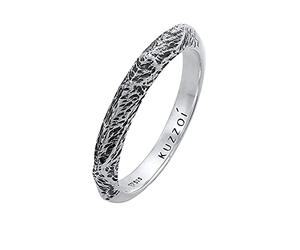 Kuzzoi Anillo de hombre con diseño martillado, anillo de banda macizo (3 mm) de plata de ley 925, anillo de plata estrecho para hombre, anillo para hombres, anillo de motociclista, talla de anillo 60