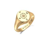 Kuzzoi Anillo de plata de ley 925 chapado en oro con brújula rosa de los vientos, anillo de sello marítimo para hombre en tamaño 60 - 66, 0601292825, 62