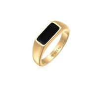 Kuzzoi Anillo de plata de ley 925 para hombre chapado en oro clásico con placa de esmalte para hombre en tamaño 60 - 66, 0612710424, 62, Esmalte
