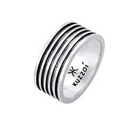 Kuzzoi Anillo de plata de ley 925 para hombre de plata de ley 925 maciza oxidada, estilo vintage, para hombre, con estructura estriada, talla 60-66, 0601762921, 20, Plata de ley, Sin piedra preciosa