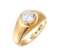 Kuzzoi Anillo de plata para hombre con circonitas de plata 925 chapada en oro de 24 quilates con piedra para hombre en tamaño 60 - 66, 0608232924