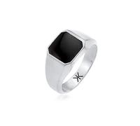 Kuzzoi Anillo de sello para hombre octágono con esmalte negro en plata de ley 925 maciza, 10 mm de ancho, clásico anillo de plata para hombre pulido