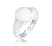 Kuzzoi Anillo de sello para hombre, ovalado mate, macizo, 12 mm de ancho en plata de ley 925, anillo básico de plata pulida