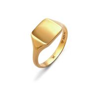 Kuzzoi Anillo de sello para hombre pulido de plata de ley 925 chapado en oro clásico anillo de plata maciza para hombres en tamaño 60 - 66, 0603742725
