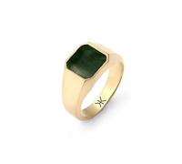 Kuzzoi Anillo de sello para hombre, rectángulo con esmalte verde, de plata de ley 925, chapado en oro, anillo macizo (10 mm) para hombres en la talla 54-66, 0605912925, 66, Esmalte
