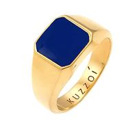 Kuzzoi Anillo de sello para hombre, sólido (12 mm) de plata de ley 925, anillo clásico con esmalte para hombre, anillo de plata dorada para hombres, talla de anillo 54 - 66, 0609950721, 56, Esmalte