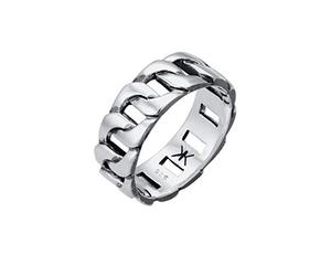 Kuzzoi Anillo masivo (8 mm) en el diseño del tanque oxidado, anillo de banda para hombres hecho de plata de ley 925 (66)