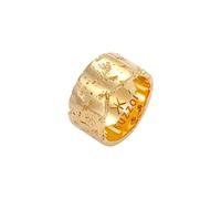 Kuzzoi - Anillo para hombre (12,5 mm) forjado a mano, anillo de plata de ley 925 chapado en oro, anillo de plata dorada martillado, anillo de aspecto rústico, tamaño del anillo 60-66, 0607613120,