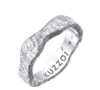 Kuzzoi Anillo para hombre (5 mm) hecho a mano de plata de ley 925, anillo de compromiso, anillo de amistad, anillo martillado, tamaño 60 - 66, 0607411422, Plata