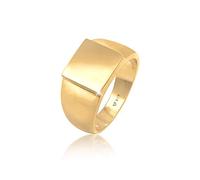 Kuzzoi Anillo para hombre chapado en oro, anillo macizo (11 mm) en plata de ley 925, joyería de motorista dorada con superficie rectangular, anillo pulido para hombre, talla 54 - 66, 0607352420, 56