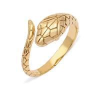 Kuzzoi Anillo para hombre con diseño de serpiente abierta, de plata de ley 925, chapado en oro, para hombre, talla 60-66, 0605760925, 62, Plata de ley