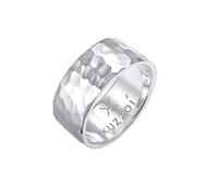 Kuzzoi Anillo para hombre con diseño martillado, anillo de banda macizo de 10 mm de ancho en plata de ley 925, anillo de plata de ley 925, anillo de plata pulido martillado, anillo para hombres