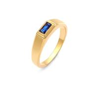 Kuzzoi Anillo para hombre con piedras preciosas de zafiro, anillo de sello de plata de ley 925 chapado en oro para hombres en las tallas 60 - 66, 0605282625, 66, Piedra preciosa
