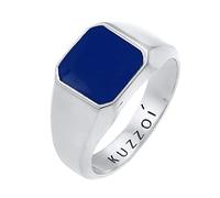Kuzzoi Anillo para hombre de plata de ley 925 maciza con sello de 12 mm de ancho, anillo de plata de ley 925 clásico con esmalte para hombre, talla 54-66, 0609280721, Esmalte