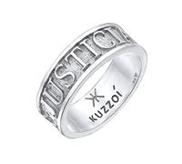 Kuzzoi Anillo para hombre de plata de ley 925 maciza de 8 mm, anillo ancho de plata con inscripción JUSTICIA VERITAS, anillo para hombres en el tamaño del anillo 60-66, 0607821522