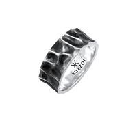 Kuzzoi Anillo para hombre en diseño de martillo, anillo macizo (10 mm) de ancho en plata de ley 925, anillo de plata de ley forjada oxidada, anillo para hombres, anillo de motorista, tamaño 54 - 66