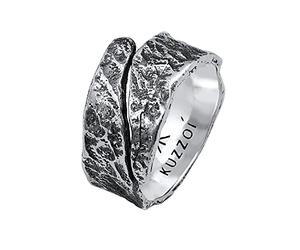 Kuzzoi Anillo para hombre en diseño desgastado estructurado, macizo, 12 mm de ancho, en plata de ley 925, anillo martillado, anillo para hombres, talla 60 - 66, 0604832121