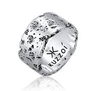 Kuzzoi Anillo para hombre, forjado a mano, de plata de ley 925, oxidado, talla 66, Plata