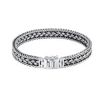 kuzzoi Buddha 0210480118 - Pulsera de plata de ley 925 maciza, para hombre, 10 mm de ancho, 38 g, una talla grande, plata de ley, papel plateado, One Size, Plata de ley Papel Plata