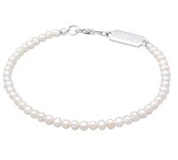 Kuzzoi Buddha Pulsera para hombre con perlas de agua dulce (3 mm), forma ovalada, plata de ley 925, joya unisex con perlas