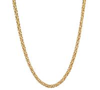 Kuzzoi Cadena bizantina maciza para hombre de plata 925 chapada en oro, cadena de plata de 5 mm, longitud de 50 cm a 60 cm, con caja de regalo - 0102960322, Chapado en oro