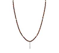 Kuzzoi Collar de piedra natural para hombre, cadena de piedras de ojo de tigre (4 mm), cadena para hombre con colgante de lingote de plata de ley 925, collar para hombres, longitud aprox. 60 cm,