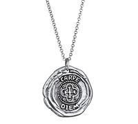 Kuzzoi Collar de plata de ley 925 para hombre con colgante de moneda redondo (25 mm), collar para hombre en plata de ley 925, cadena veneciana con moneda antigua,