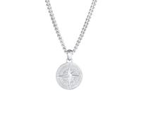 Kuzzoi Collar de plata para hombre con colgante de brújula (34 mm), plata de ley 925, cadena marítima con colgante hecho a mano, 0104780921_50, longitud 50 o 60 cm, Plata