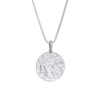 Kuzzoi Collar de plata para hombre con colgante de moneda redondo (15 mm), collar para hombre en plata de ley 925, cadena con placa estructurada