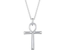 Kuzzoi Collar para hombre con colgante de cruz con asa (30 mm) en diseño moderno, cadena larga de motorista para hombre y novio, con símbolo de la cruz de Ankh, de plata de ley 925