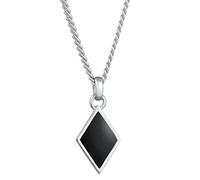Kuzzoi Collar para hombre con forma de rombo (11 mm) en diseño de moda, cadena para hombre de plata de ley 925, cadena con colgante de esmalte para hombre