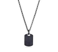 Kuzzoi Collar para hombre con placa militar (15 mm) en plata de ley 925 oxidada, cadena con colgante de placa para hombre, cadena para hombre, longitud 60 cm