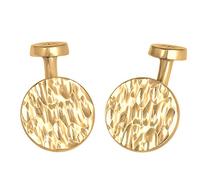 Kuzzoi Gemelos para hombre con diseño de moneda en aspecto martillado, plata de ley 925 chapada en oro, gemelos para camisa, elegantes regalos para hombres para bodas y cumpleaños, Plata de ley 925