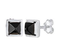 Kuzzoi Pendientes cuadrados para hombre (7 mm), con piedra de ónix negra de plata de ley 925, pendientes de para hombres
