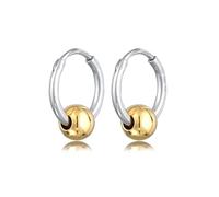 Kuzzoi Pendientes de aro para hombre (13 mm) redondos de plata de ley 925 pulida para hombre, hechos a mano, con aspecto bicolor