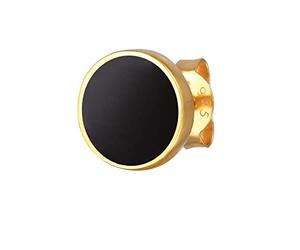 Kuzzoi Pendientes para hombre, 1 pieza pendientes redondos (8 mm), para hombre con esmalte negro de plata de ley 925 chapada en oro, 0304361522