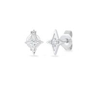 Kuzzoi Pendientes para hombre con forma de estrella (7 x 5 mm) con cristales en color blanco de plata de ley 925